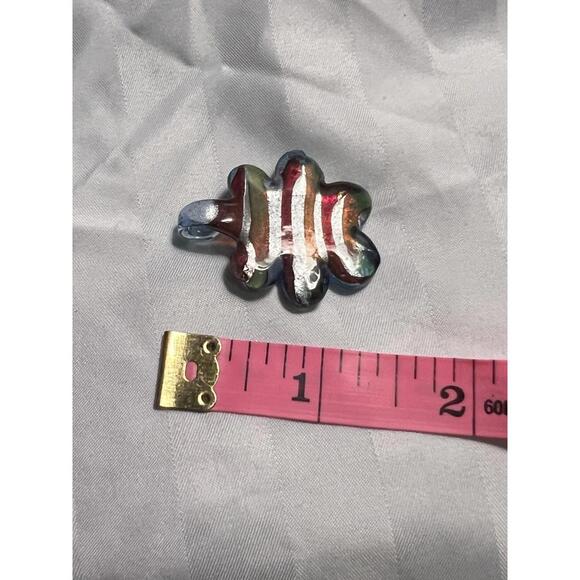 Artisan Hand Blown Glass Flower Pendant Slide Murano Style 1in Y2K Cottagecore - Picture 3 of 5